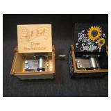 Over the Rainbow Hand Crank Music Box with Sunflower Design