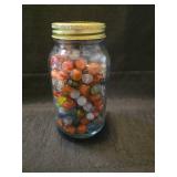 Glass Marbles in Mason Jar