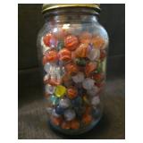 Glass Marbles in Mason Jar
