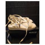 White Platform Lace-Up Sandals size 9