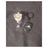 BMW M Series Carbon Fiber Keychain & Crystal Crown Badge Holder Set