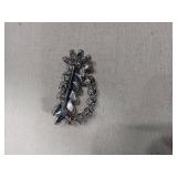 Crystal Curved Leaf Brooch Pin