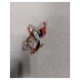 Crystal & Enamel Bird Brooch with Pearl Safety Pin