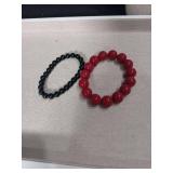 Red and Black Beaded Stretch Bracelets Set