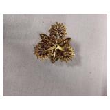 Red Crystal Floral Spray Brooch