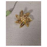 Jewelry Set - Mixed Stone Necklace with Pearl Accents and Decorative Brooches