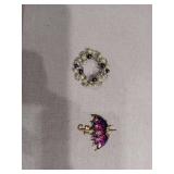 2 Piece Brooch Set - Pearl Wreath & Galaxy Umbrella