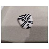 Black and White Geometric Cat Face Brooch with Maple Leaf Pin