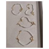 Pearl Bracelet with Gold Crystal Crown Charm