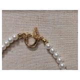 Pearl Bracelet with Gold Crystal Crown Charm