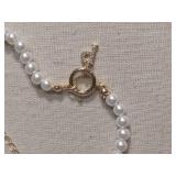 Pearl Bracelet with Gold Crystal Crown Charm