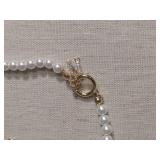 Pearl Bracelet with Gold Crystal Crown Charm