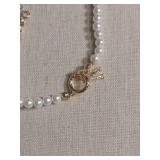 Pearl Bracelet with Gold Crystal Crown Charm