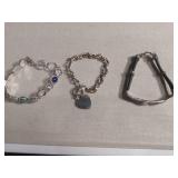 Silver Bracelet Collection with Gemstones and Heart Charm