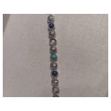 Silver Bracelet Collection with Gemstones and Heart Charm