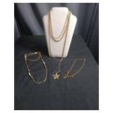 Gold Tone Necklace Collection with Floral Pendant