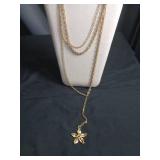 Gold Tone Necklace Collection with Floral Pendant