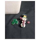 Holiday Jewelry Collection - Green Beaded Necklace, Jade Pendant & Decorative Pins