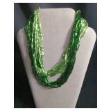 Holiday Jewelry Collection - Green Beaded Necklace, Jade Pendant & Decorative Pins