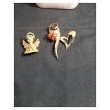 Angel and Heart Brooch Pin Set