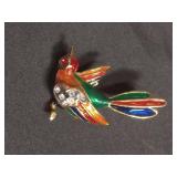 Decorative Gold Crown and Bird Brooch Set