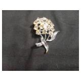 1950s Turquoise Glass Bead Stick Pin with Rhinestones