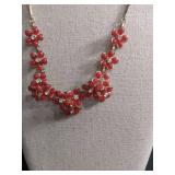 Red Flower Crystal Statement Necklace