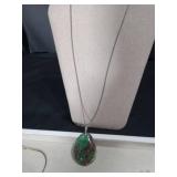 Jewelry Collection Set - Chrysocolla Pendant and Black Crystal Necklace