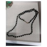 Jewelry Collection Set - Chrysocolla Pendant and Black Crystal Necklace