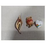 Decorative Pin Collection - Leaf, Turtle and Rainbow Heart