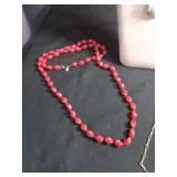Jewelry Collection - White Jade Pendant, Coral Beads & Gold Chain