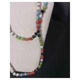 Multicolor Glass Bead Necklace with Decorative Spacers