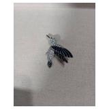 Black and Crystal Bird Brooch