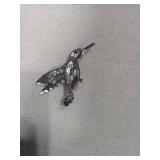 Black and Crystal Bird Brooch