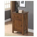 eHemco X-Side Wood Nightstand Side Table End Table with 1 Drawer and 1 Door Storage Cabinet  Brown - Retail: $129
