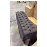 Dark Gray Wayfair Tuffed Ottoman withStorage (hinges broken but can be repaired)  - Retail: $0