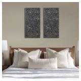 Madison Park MDF Botanical Panel Carved Wall Panel in Blue (Set of 2) - Retail: $180