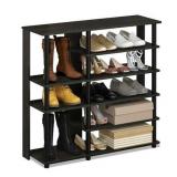 Furinno 6-Tier Turn-N-Tube Multi Storage Shoe Rack  Wood  Brown and Black - Retail: $84