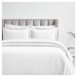 SUPERIOR Calvert Cotton Medium Weight Geometric Matelasse Bedspread & Sham Set, White - Retail: $170