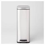 45L Slim Step Trash Can - Brightroomâ¢: Stainless Steel Kitchen Garbage Can, Indoor, Smooth Finish, Silver, 11.8 Gallon Capacity - Retail: $60