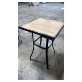 Square Wood Top Side Table with Metal Frame