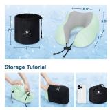 Travel Pillow for Airplane Memory Foam Neck Pillow, Soft & Support Travel Pillow for Travelling with Eye Mask, Earplugs and Storage Bag, Sleeping Rest, Car, Train and Home Use Cooling, Sage