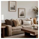 MIULEE Neutral Brown Linen Pillow Covers Pack of 4 Decorative Natural Solid Fall Throw Pillow Covers Soft Accent Boho Farmhouse Couch Pillowcases Modern Home Decor for Living Room Bed Sofa 18x18 Inch 