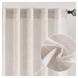 White Linen Curtains 108 Inches Long for Bedroom Living Room, Soft Thick Linen Textured Window Drapes Semi Sheer Light Filtering Rod Pocket Back Tab Burlap Look Farmhouse Decor, 2 Panels - Retail: $38