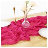Hot Pink Cheesecloth Table Runner 120 Inches Long Boho Gauze Table Runner Wedding Decorations Rustic Boho Dining Tables Runners Farmhouse Style Cheese Cloth for Baby Shower Party Supply - Retail: $10