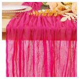 Hot Pink Cheesecloth Table Runner 120 Inches Long Boho Gauze Table Runner Wedding Decorations Rustic Boho Dining Tables Runners Farmhouse Style Cheese Cloth for Baby Shower Party Supply - Retail: $10