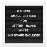 Felt Letter Board Letters Only - Pre-cut 0.5 Inch (1/2) Tall White Letters 492pcs with Canvas Bag (No Board Included) - Retail: $9