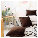 Home Brilliant Brown Pillow Covers Velvet Lumbar Pillow Cover Decorative Pillow Cases Throw Pillows for Sofa Couch Bench, 12 x 20 Inches(30x50cm), Brown - Retail: $10
