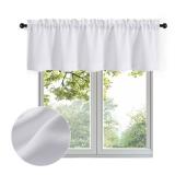 Bob Valance Curtains 18 Inch Length 1 Piece, Faux Linen Slub Solid White Kitchen Valance for Bedroom Living Room, Farmhouse Soft Airy Rod Pocket Small Window Curtain, Each 60Wx18L Inch - Retail: $10