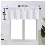 Bob Valance Curtains 18 Inch Length 1 Piece, Faux Linen Slub Solid White Kitchen Valance for Bedroom Living Room, Farmhouse Soft Airy Rod Pocket Small Window Curtain, Each 60Wx18L Inch - Retail: $10